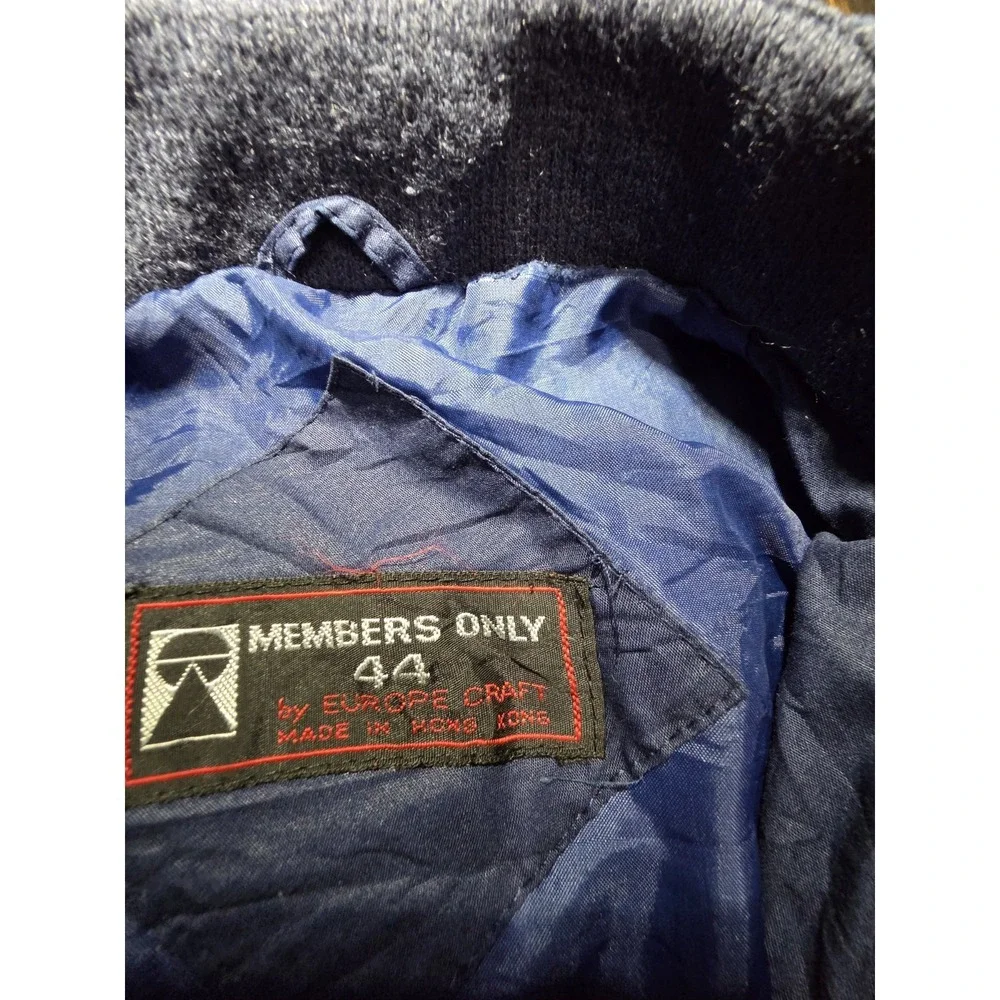 Vintage Members Only Jacket‎ Mens Size 44 Blue Full Zip Bomber Coat 80s
